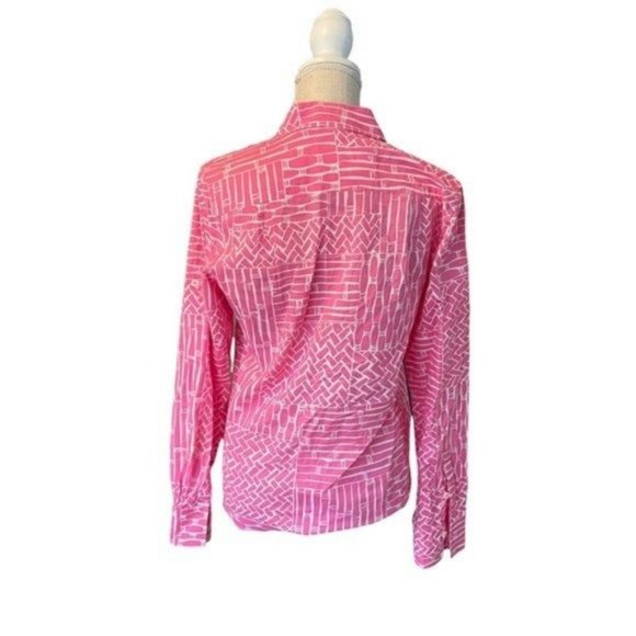 Lilly Pulitzer Geometric Print Resort Fit Button Down Blouse Top Small - Picture 7 of 16